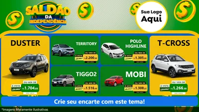 Modelo de TV para TV Horizontal com o tema Saldão da Indepêndencia para Concessionaria de Carros