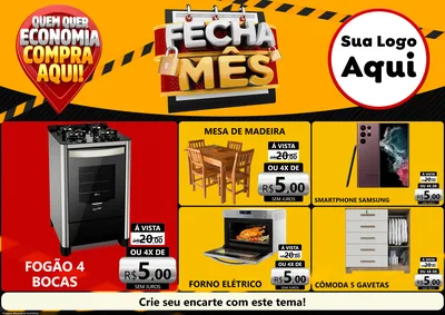 Modelo de Encarte para Encarte A4 Horizontal com o tema Fecha Mês para Móveis e Eletro
