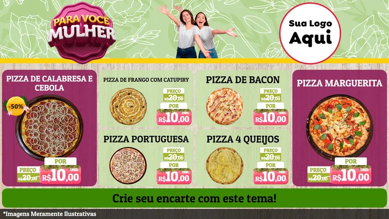 Modelo de TV para TV Horizontal com o tema Para Você Mulher para Pizzaria