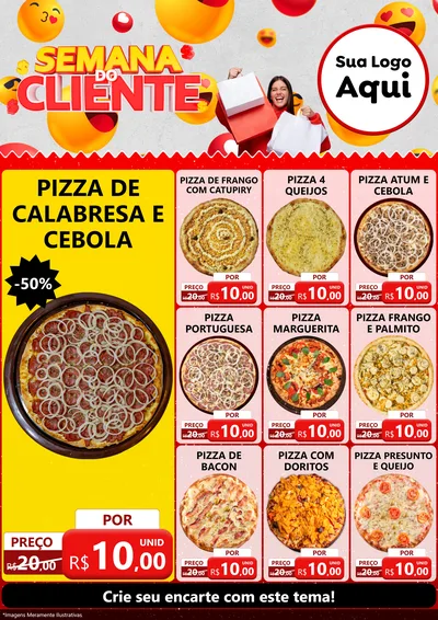 Modelo de Encarte para Encarte A4 Vertical com o tema Semana do Cliente para Pizzaria