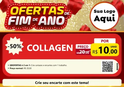 Modelo de Cartaz para Cartaz A4 Horizontal com o tema Ofertas de Fim de Ano para Suplementos alimentares
