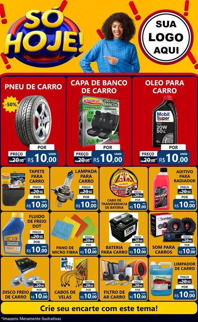 Modelo de Encarte para Encarte Grande com o tema Só Hoje! para Auto peças