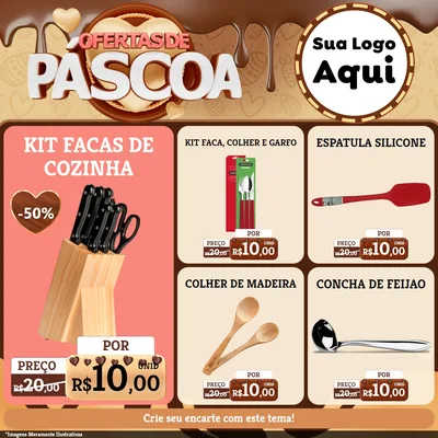 Modelo de Rede Social para Feed Facebook com o tema Ofertas de Páscoa para Utilidades Domésticas