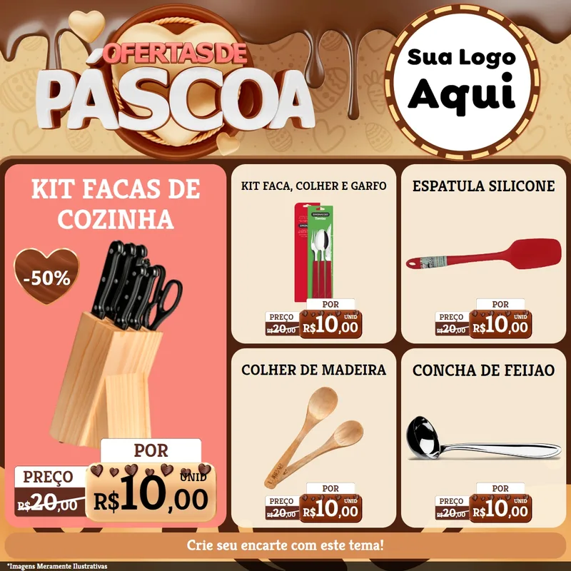 Modelo de Rede Social para Feed Facebook com o tema Ofertas de Páscoa para Utilidades Domésticas