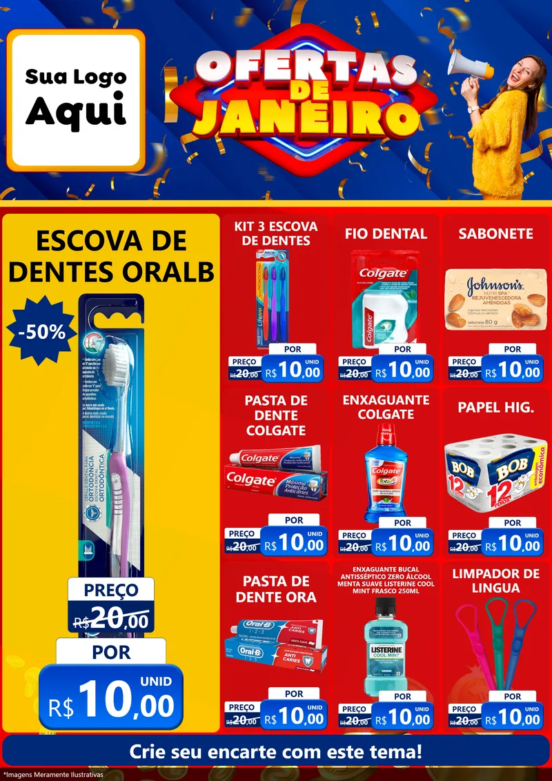 Modelo de Encarte para Encarte A4 Vertical com o tema Ofertas de Janeiro para Higiene Pessoal