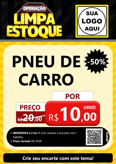 Modelo de Cartaz para Cartaz A4 Vertical com o tema Operação Limpa Estoque para Auto peças
