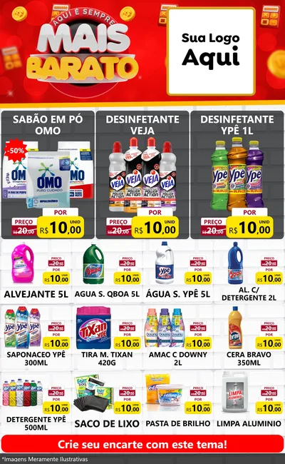 Modelo de Encarte para Encarte Grande com o tema Mais Barato para Produtos de Limpeza