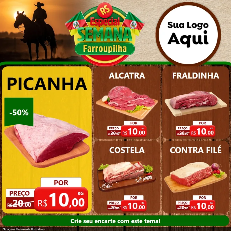 Modelo de Rede Social para Feed Facebook com o tema Especial Semana Farroupilha para Açougue
