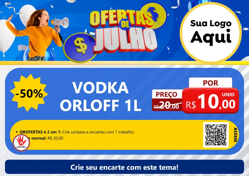 Modelo de Cartaz para Cartaz A4 Horizontal com o tema Ofertas de Julho para Distribuidora de bebidas