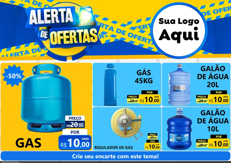 Modelo de Encarte para Encarte A4 Horizontal com o tema Alerta de Ofertas para Água e gás