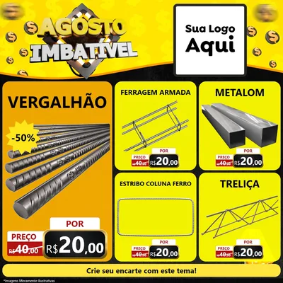 Modelo de Rede Social para Feed Facebook com o tema Agosto Imbatível para Ferragens