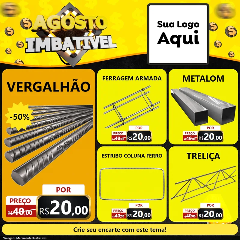 Modelo de Rede Social para Feed Facebook com o tema Agosto Imbatível para Ferragens