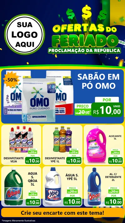 Modelo de Rede Social para Stories com o tema Ofertas do Feriado - Proclamação da República para Produtos de Limpeza