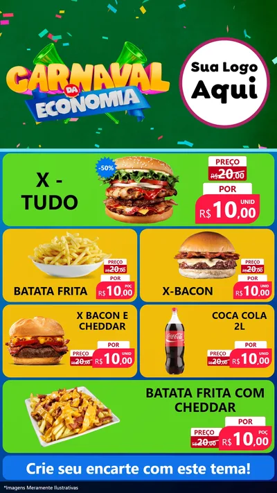Modelo de TV para TV Vertical com o tema Carnaval da Economia para Hamburgueria