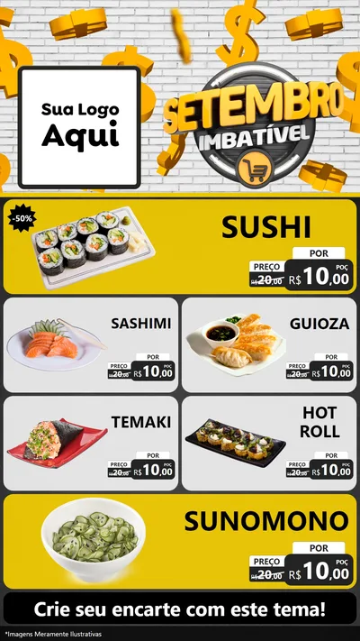 Modelo de TV para TV Vertical com o tema Setembro Imbatível para Comida japonesa