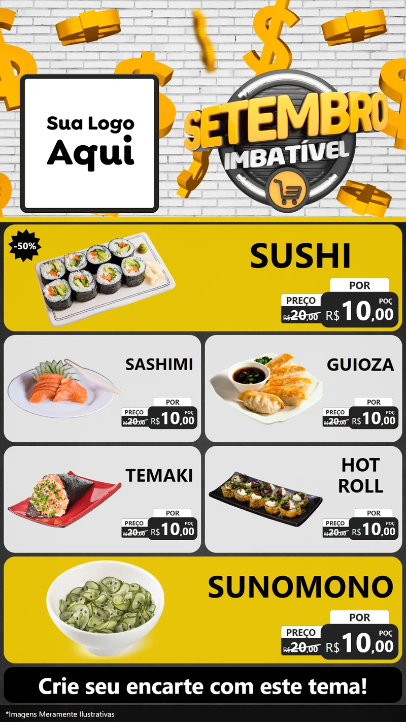 Modelo de TV para TV Vertical com o tema Setembro Imbatível para Comida japonesa