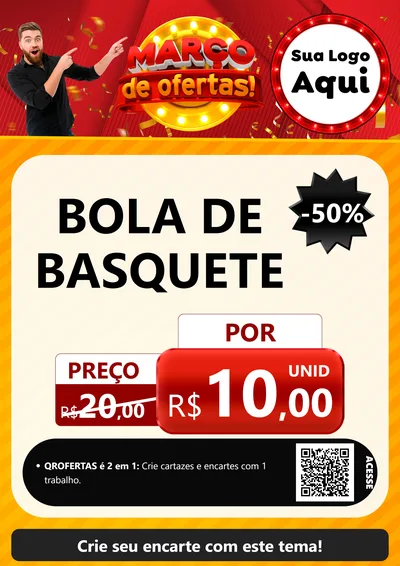 Modelo de Cartaz para Cartaz A4 Vertical com o tema Março de Ofertas! para Artigos Esportivos