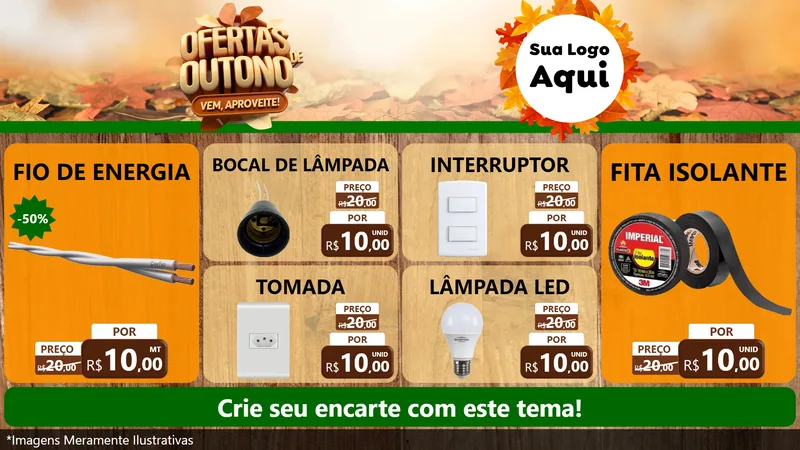 Modelo de TV para TV Horizontal com o tema Ofertas de Outono - Vem, Aproveite! para Materiais Elétricos