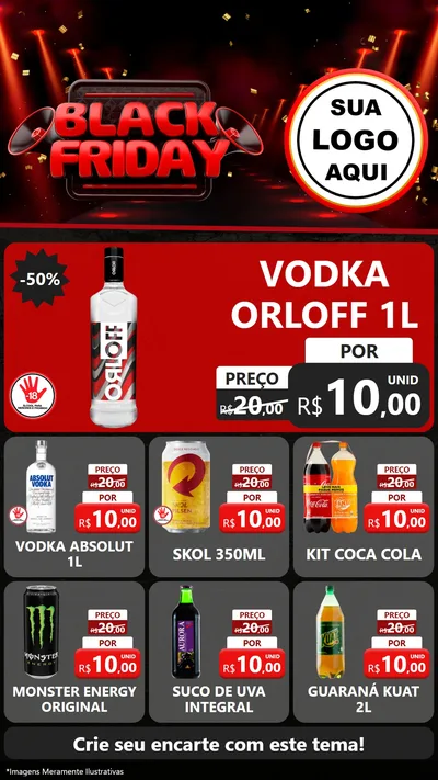 Modelo de Rede Social para Stories com o tema Black Friday para Distribuidora de bebidas