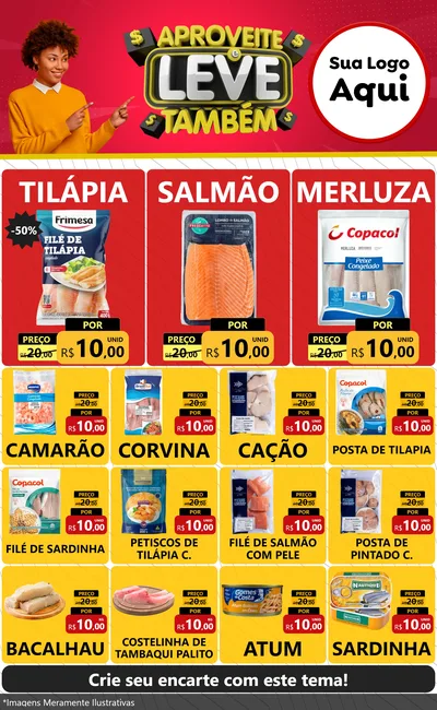 Modelo de Encarte para Encarte Grande com o tema Aproveite e Leve Também para Peixaria