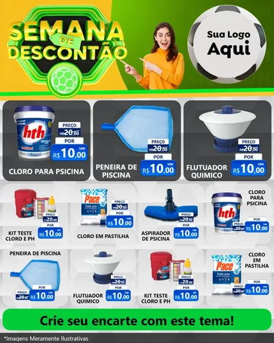 Modelo de Rede Social para Feed Instagram com o tema Semana de Descontão - Copa para Produtos para Piscina