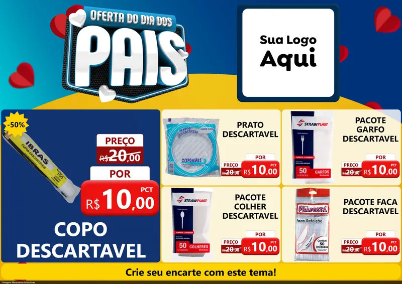 Modelo de Encarte para Encarte A4 Horizontal com o tema Oferta Do Dia Dos Pais para Embalagens