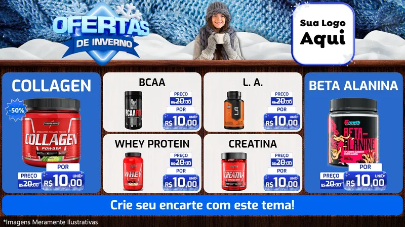 Modelo de TV para TV Horizontal com o tema Ofertas de Inverno para Suplementos alimentares