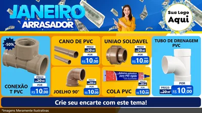 Modelo de TV para TV Horizontal com o tema Janeiro Arrasador para Tubos e conexões