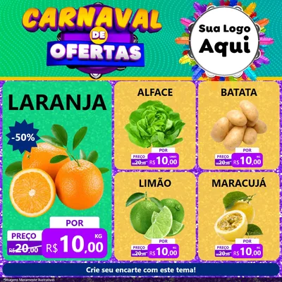 Modelo de Rede Social para Feed Facebook com o tema Carnaval de Ofertas para Hortifrúti