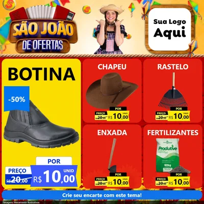 Modelo de Rede Social para Feed Facebook com o tema São João de Ofertas para Agropecuária