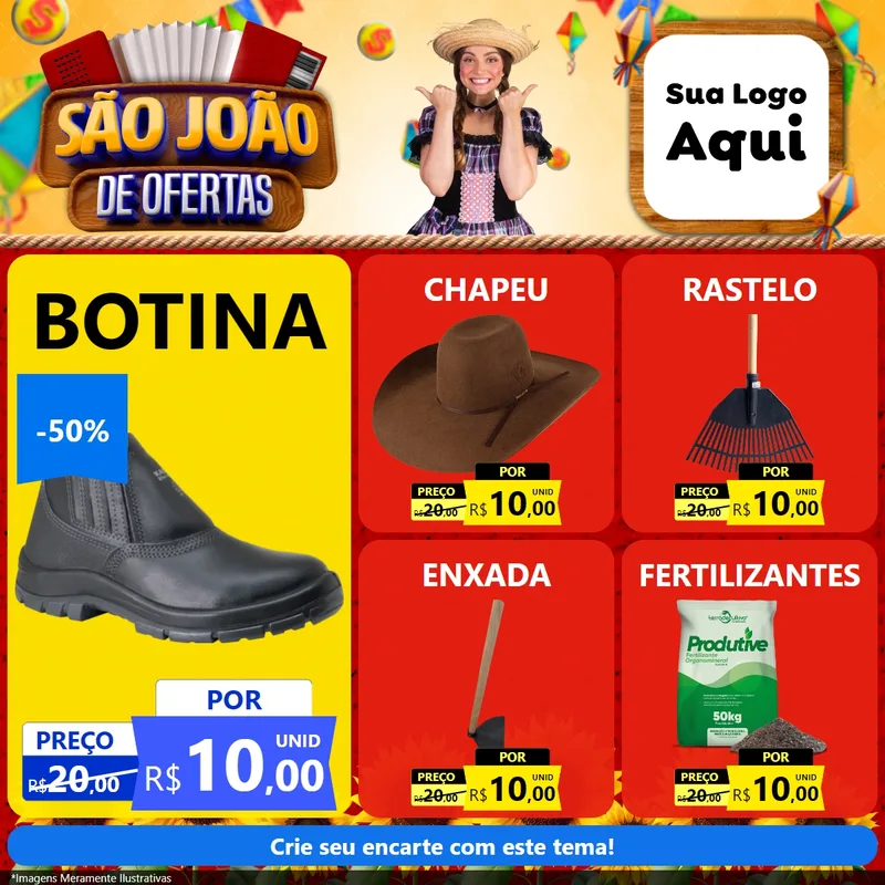 Modelo de Rede Social para Feed Facebook com o tema São João de Ofertas para Agropecuária