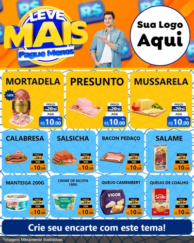 Modelo de Rede Social para Feed Instagram com o tema Leve Mais, Pague Menos para Frios e Laticínios