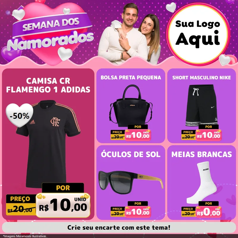Modelo de Rede Social para Feed Facebook com o tema Semana dos Namorados para Roupas e acessórios