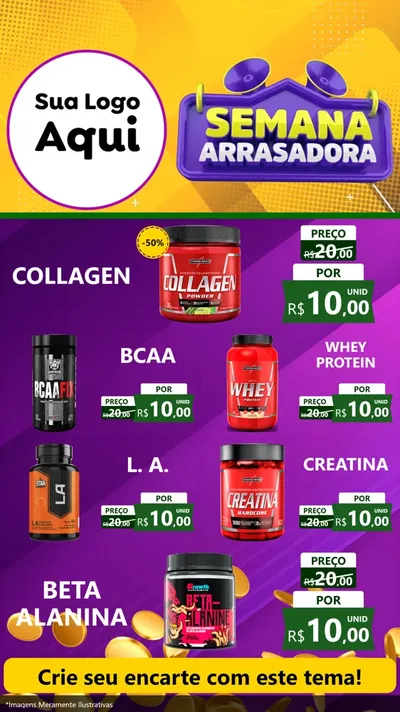 Modelo de TV para TV Vertical com o tema Semana Arrasadora para Suplementos alimentares