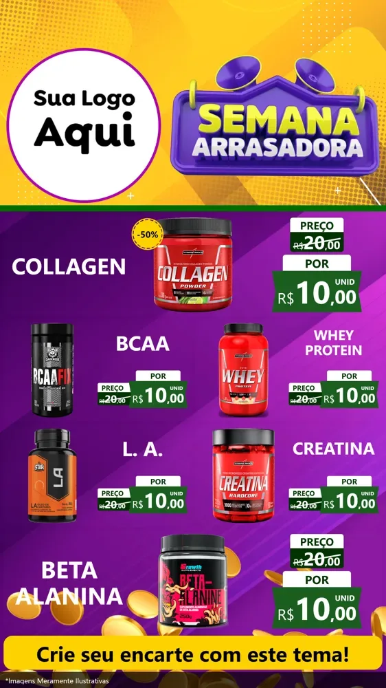 Modelo de TV para TV Vertical com o tema Semana Arrasadora para Suplementos alimentares