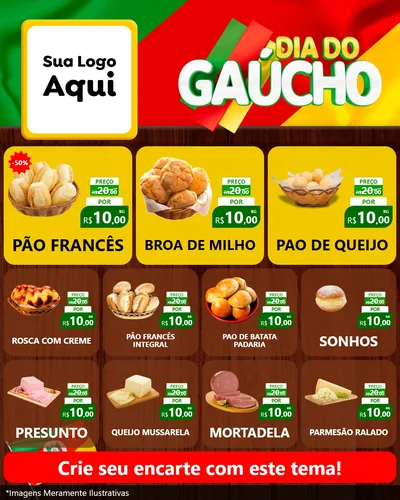 Modelo de Rede Social para Feed Instagram com o tema Dia do Gaúcho para Padaria