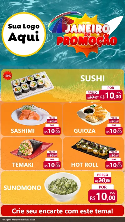Modelo de TV para TV Vertical com o tema Janeiro de Promoção para Comida japonesa