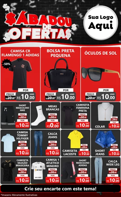 Modelo de Encarte para Encarte Grande com o tema Sabadou de Ofertas para Roupas e acessórios
