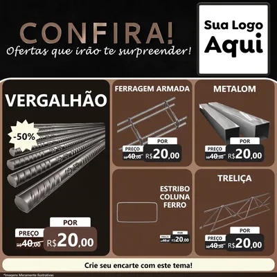 Modelo de Rede Social para Feed Facebook com o tema Confira! Ofertas que irão te surpreender! para Ferragens