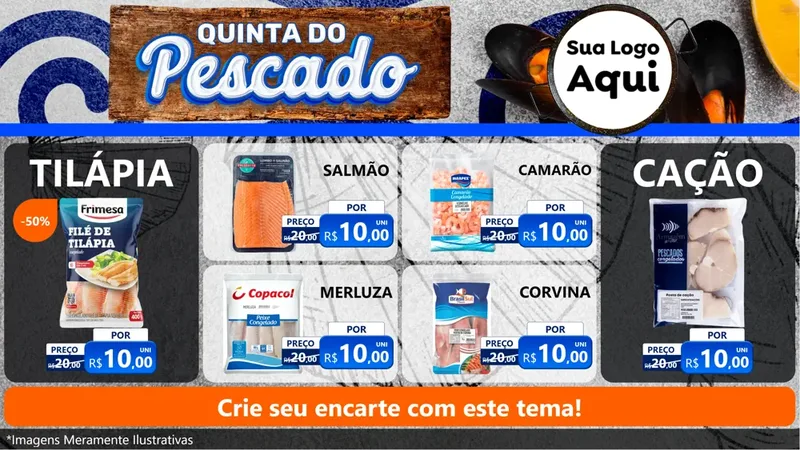 Modelo de TV para TV Horizontal com o tema Quinta do Pescado para Peixaria