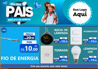 Modelo de Encarte para Encarte A4 Horizontal com o tema Dia Dos Pais Repleto de Ofertas para Materiais Elétricos