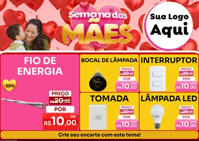 Modelo de Encarte para Encarte A4 Horizontal com o tema Semana Das Mães para Materiais Elétricos
