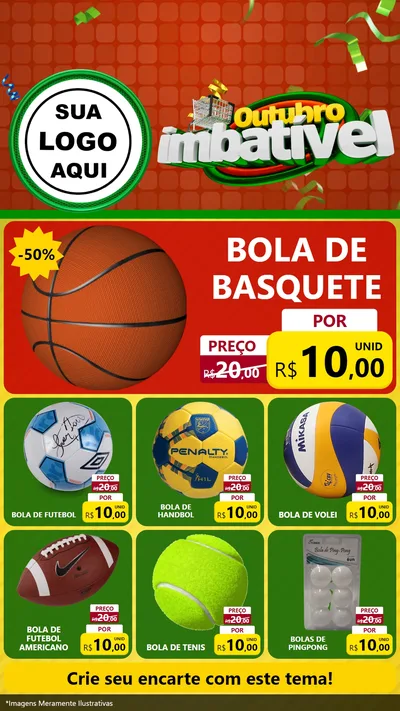Modelo de Rede Social para Stories com o tema Outubro Imbatível para Artigos Esportivos