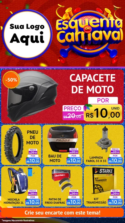 Modelo de Rede Social para Stories com o tema Esquenta de Carnaval para Moto peças