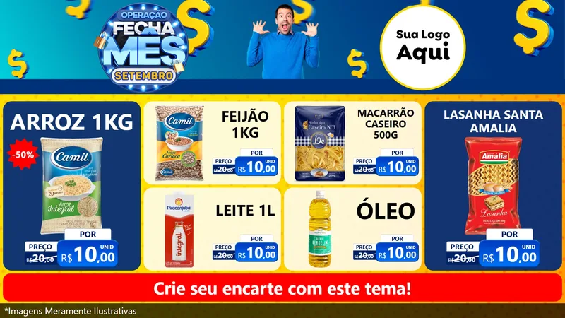 Modelo de TV para TV Horizontal com o tema Operação Fecha Mês Setembro para Supermercado