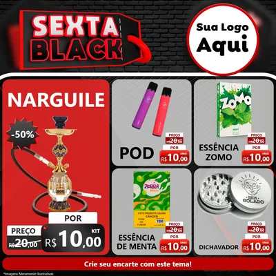 Modelo de Rede Social para Feed Facebook com o tema Sexta Black para Tabacaria