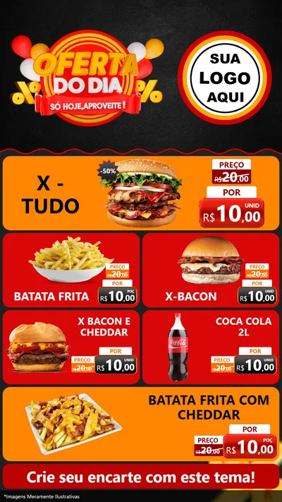 Modelo de TV para TV Vertical com o tema Oferta do Dia - Só hoje, Aproveite! para Hamburgueria