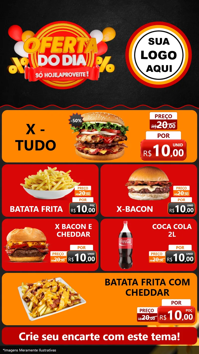 Modelo de TV para TV Vertical com o tema Oferta do Dia - Só hoje, Aproveite! para Hamburgueria