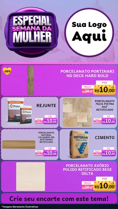 Modelo de TV para TV Vertical com o tema Especial Semana da Mulher para Pisos e revestimentos