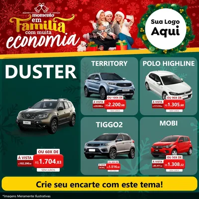 Modelo de Rede Social para Feed Facebook com o tema Momento em Família (Natal) para Concessionaria de Carros